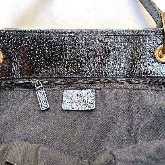 Auc Gucci Eclipse GG Canvas/patent leather Medium Tote - Picture 5 of 16